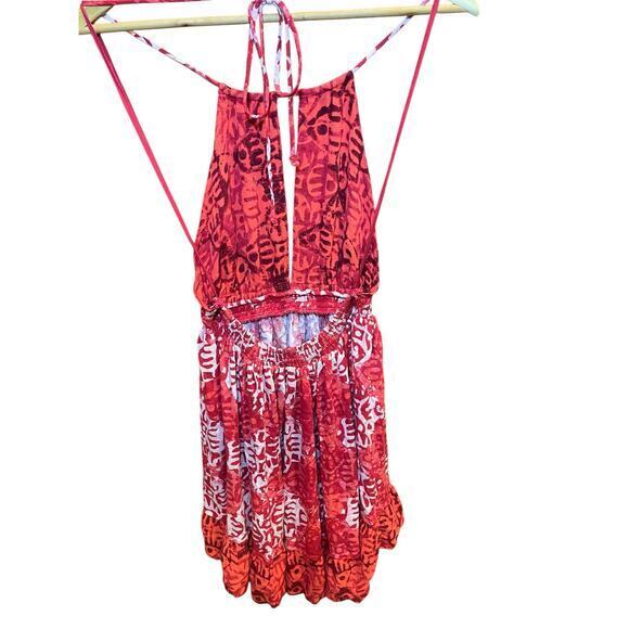 Free People Alluring Halter Mini Dress Keyhole Halter Neckline Red, Orange Small - Picture 8 of 15